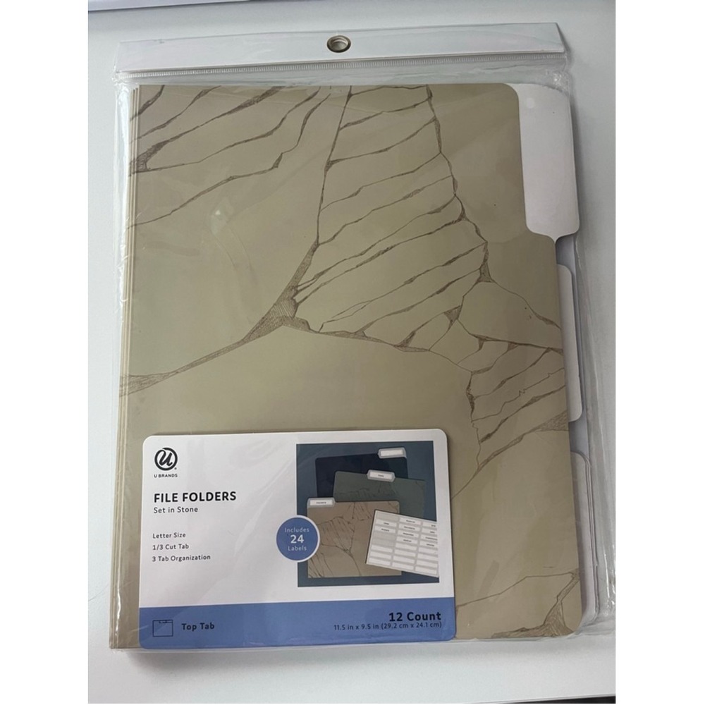 U Brands Beige Brown Marble File Folders One Size 12 Count‎